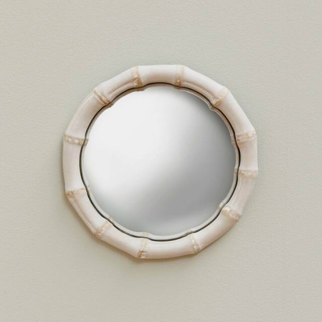 Graham and Green Small White Bamboo Convex Mirror