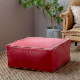 Graham and Green Teal Velvet Pouffe - thumbnail 5
