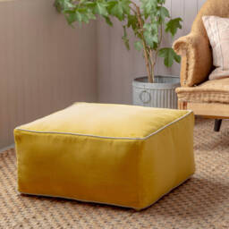 Graham and Green Teal Velvet Pouffe - thumbnail 3