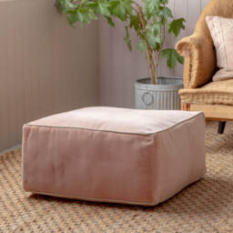 Graham and Green Teal Velvet Pouffe - thumbnail 4