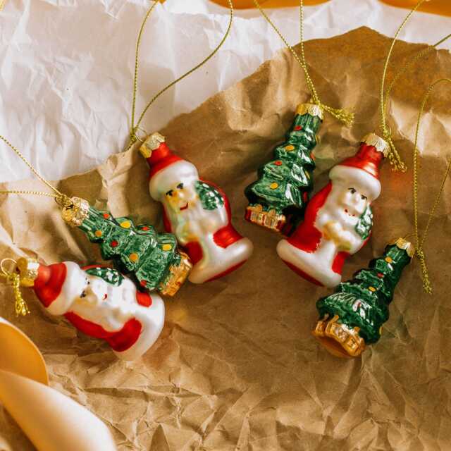 Graham and Green Set of Six Santa & Christmas Tree Hanging Decorations - image 1