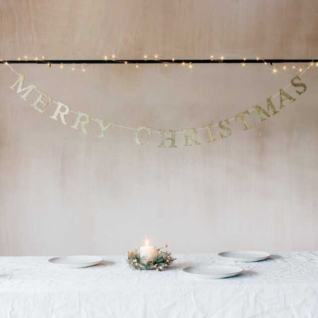 Graham and Green Gold Glitter Wooden Christmas Garland - image 1