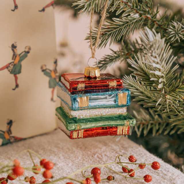 Graham and Green Stack of Books Hanging Christmas Tree Decoration - image 1