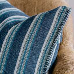 Graham and Green Blue & White Wide Stripe Square Cushion - thumbnail 5