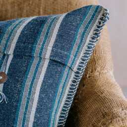 Graham and Green Blue & White Wide Stripe Square Cushion - thumbnail 3