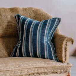 Graham and Green Blue & White Wide Stripe Square Cushion