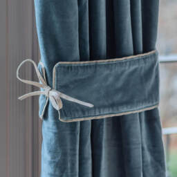 Graham and Green Set of Two Smoke Blue Velvet Curtain Tie Backs - thumbnail 1