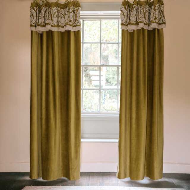 Graham and Green Lucia Mustard Velvet Curtain - 135 x 270cm - image 1
