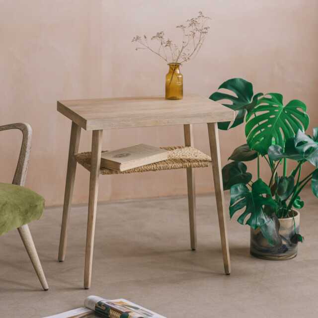 Graham and Green Lena Wooden Side Table with Shelf - image 1
