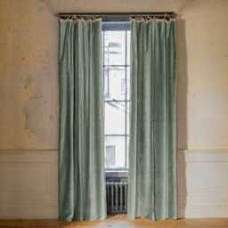 Graham and Green Pale Sage Velvet Single Curtain - 140 x 270cm - thumbnail 1