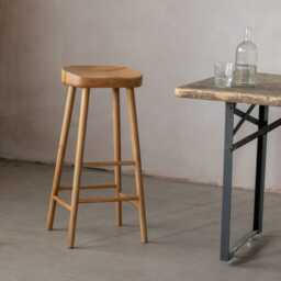 Graham and Green Oak Farmhouse Bar Stool - thumbnail 4