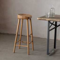 Graham and Green Oak Farmhouse Bar Stool - thumbnail 3