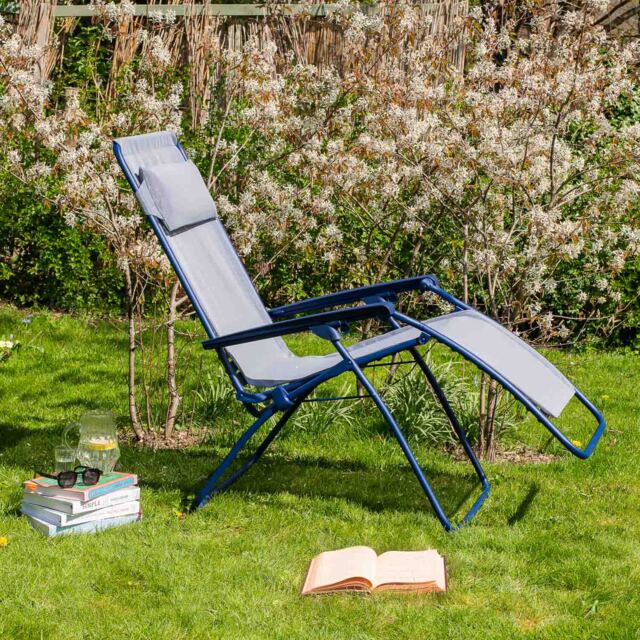 Graham and Green Indigo Blue Reclining Garden Chair - image 1