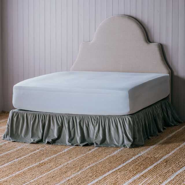 Graham and Green Single Pale Sage Velvet Frill Edged Valances - image 1