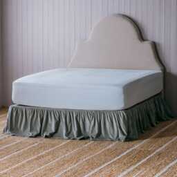 Graham and Green Single Pale Sage Velvet Frill Edged Valances - thumbnail 1