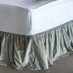 Graham and Green Single Pale Sage Velvet Frill Edged Valances - thumbnail 2