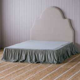 Graham and Green Single Pale Sage Velvet Frill Edged Valances - thumbnail 2