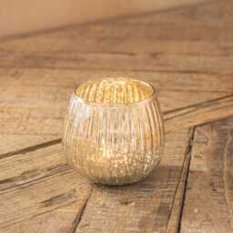 Graham and Green Antique Silver Ribbed Pumpkin Tealight Holder - thumbnail 1