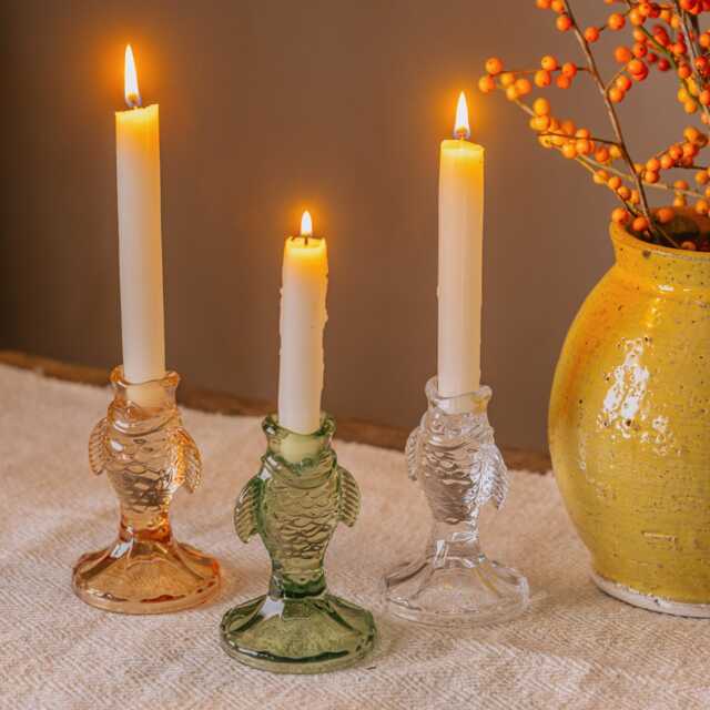 Graham and Green Pink Glass Fish Candle Holder - image 1