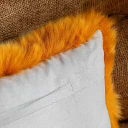 Graham and Green Mustard Rectangular Sheepskin Cushion - thumbnail 3