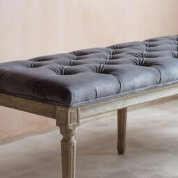 Graham and Green Amalie Grey Velvet Bench - thumbnail 6
