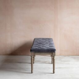 Graham and Green Amalie Grey Velvet Bench - thumbnail 4