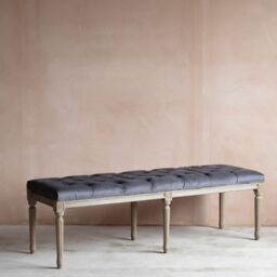 Graham and Green Amalie Grey Velvet Bench - thumbnail 3