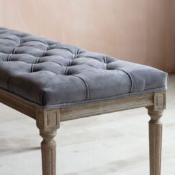 Graham and Green Amalie Grey Velvet Bench - thumbnail 5