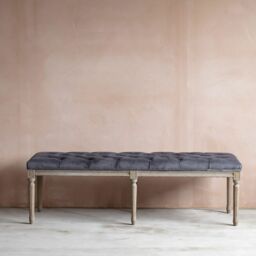 Graham and Green Amalie Grey Velvet Bench - thumbnail 2