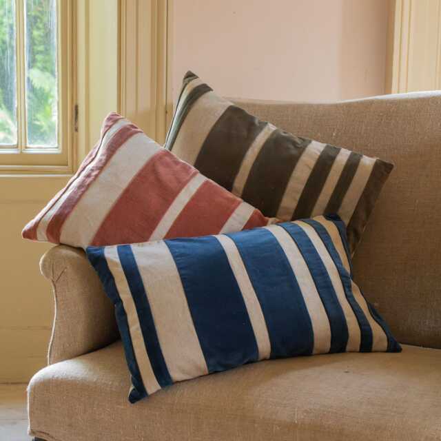 Graham and Green Leba Green Velvet & Linen Rectangular Cushion - image 1