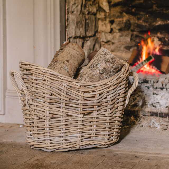 Graham and Green Oval Linen Wicker Basket - image 1