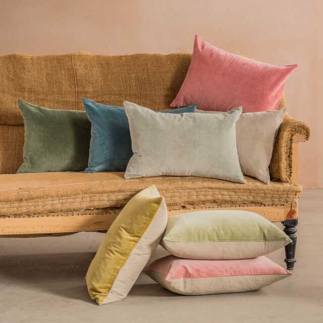 Graham and Green Thyme Velvet & Linen Backed Rectangular Cushion - image 1