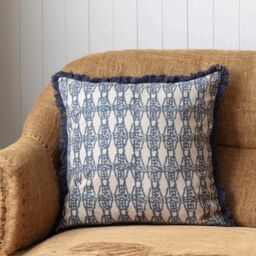 Graham and Green Colaba Square Block Printed Cotton Cushion - thumbnail 2