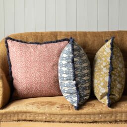 Graham and Green Colaba Square Block Printed Cotton Cushion