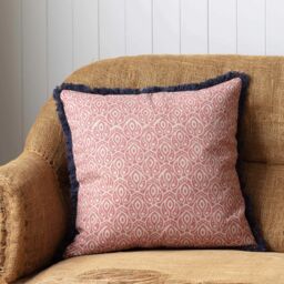 Graham and Green Colaba Square Block Printed Cotton Cushion - thumbnail 3