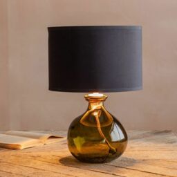 Graham and Green Olive Green Recycled Glass Table Lamp - thumbnail 2
