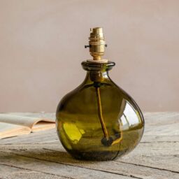 Graham and Green Olive Green Recycled Glass Table Lamp - thumbnail 5