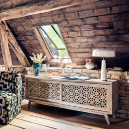 Graham and Green Momoka Hand-Carved Sideboard with Sliding Doors - thumbnail 1