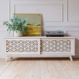 Graham and Green Momoka Hand-Carved Sideboard with Sliding Doors - thumbnail 2
