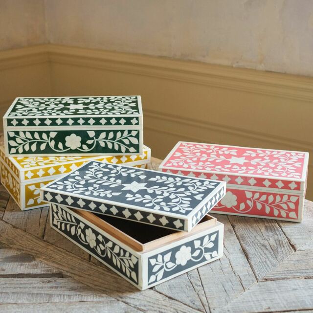 Graham and Green Green Floral Inlay Box