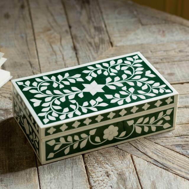 Green Floral Inlay Box
