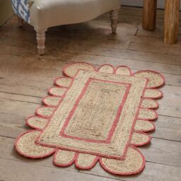 Graham and Green Pink Scalloped Jute Rug 60 x 90cm - thumbnail 1