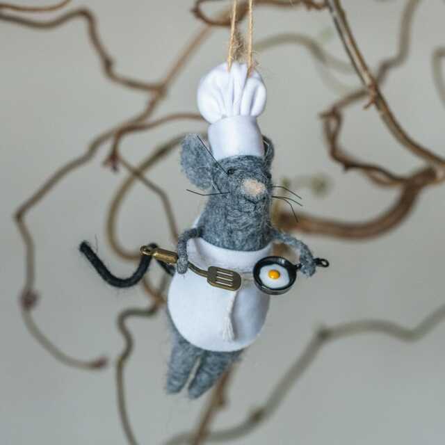 Graham and Green Michel Mouse Chef Hanging Christmas Tree Decoration - image 1