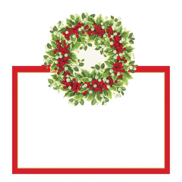 Graham and Green Pack of Eight Red Berry Wreath Placecards