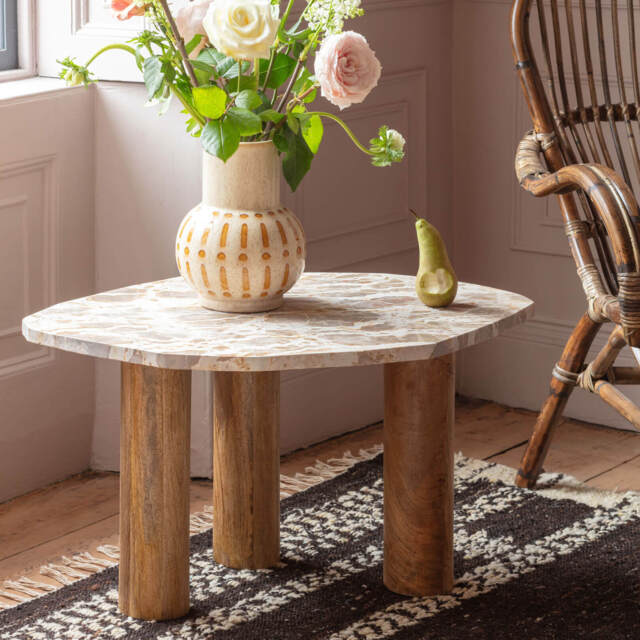 Graham and Green Atticus Brown Marble Side Table - image 1