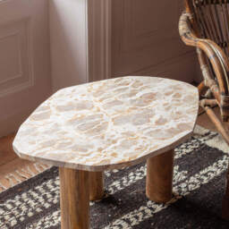 Graham and Green Atticus Brown Marble Side Table - thumbnail 2