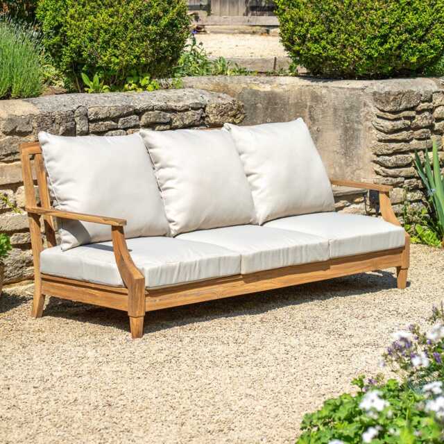 Graham and Green Greyson Teak Wood Three Seater Outdoor Sofa - image 1