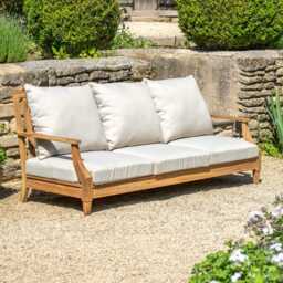 Graham and Green Greyson Teak Wood Three Seater Outdoor Sofa