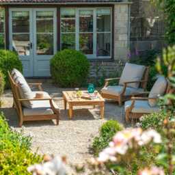 Graham and Green Greyson Teak Wood Three Seater Outdoor Sofa - thumbnail 3