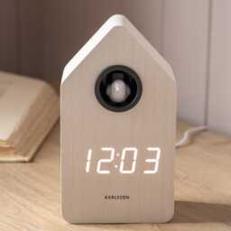 Graham and Green White Wooden LED Cuckoo Alarm Clock - thumbnail 3